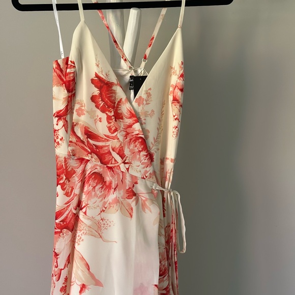 Lulu's Red and Cream Floral Maxi Dress - Picture 3 of 5